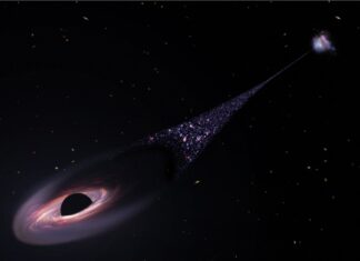 Gas and DustPossible Rewrite: Hubble Observes Trail of Gas and Dust Possibly Created by Runaway Black Hole