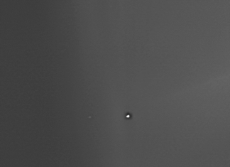View of Earth and Moon from Mars