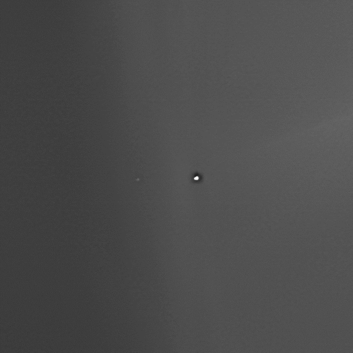 View of Earth and Moon from Mars